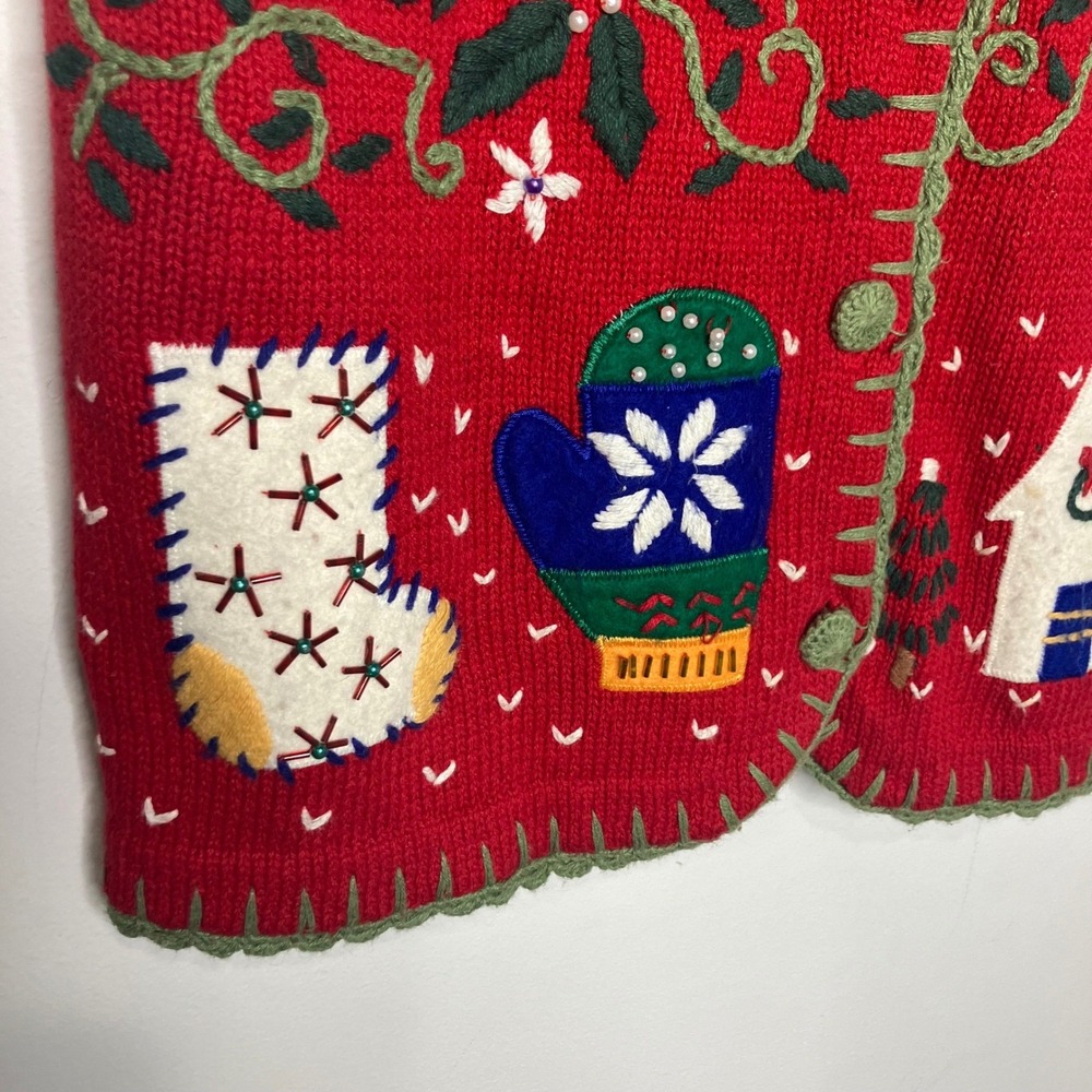 Designers original studio Christmas‎ vest women's size small winter holiday red - Picture 5 of 6